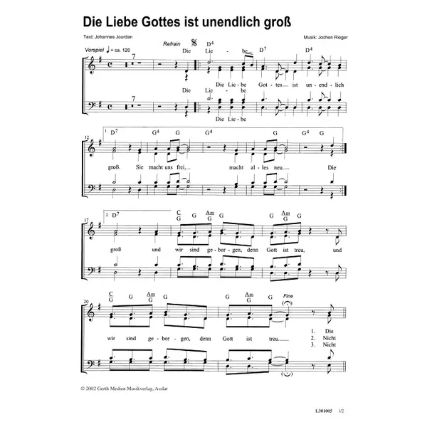 Produktbild des Artikels Die Liebe Gottes ist unendlich groß (Noten - Download)