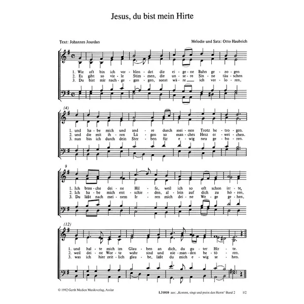 Produktbild des Artikels Jesus, du bist mein Hirte (Noten - Download)