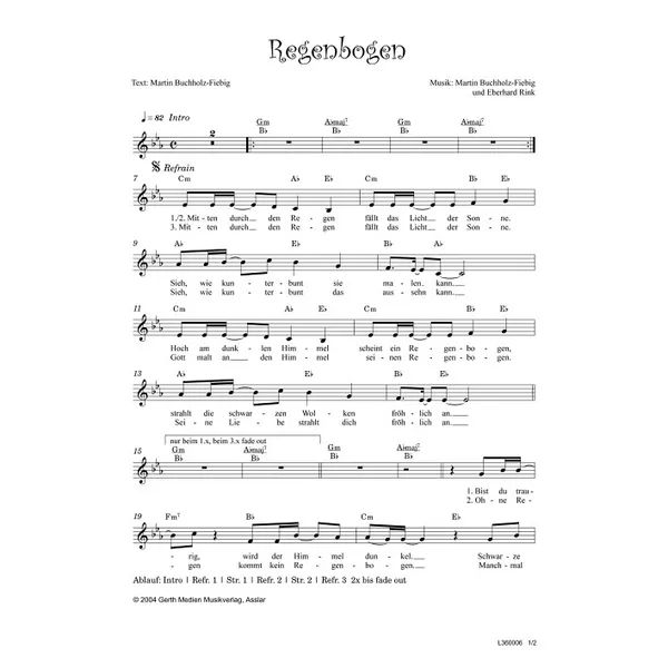 Produktbild des Artikels Regenbogen (Noten - Download)
