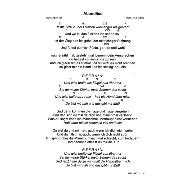 Produktbild des Artikels Abendlied (Noten - Download)