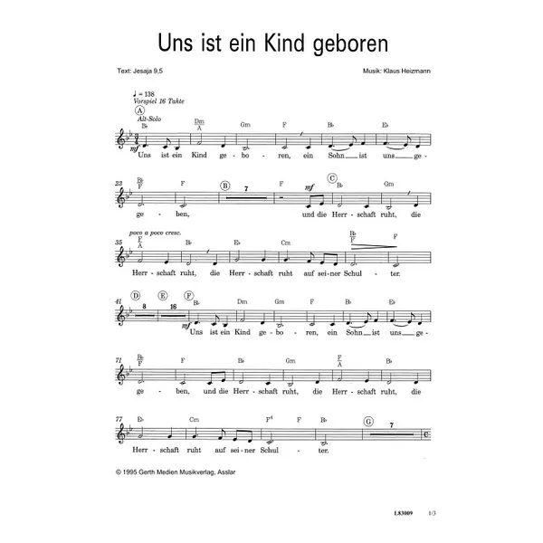 Produktbild des Artikels Uns ist ein Kind geboren (Noten - Download)