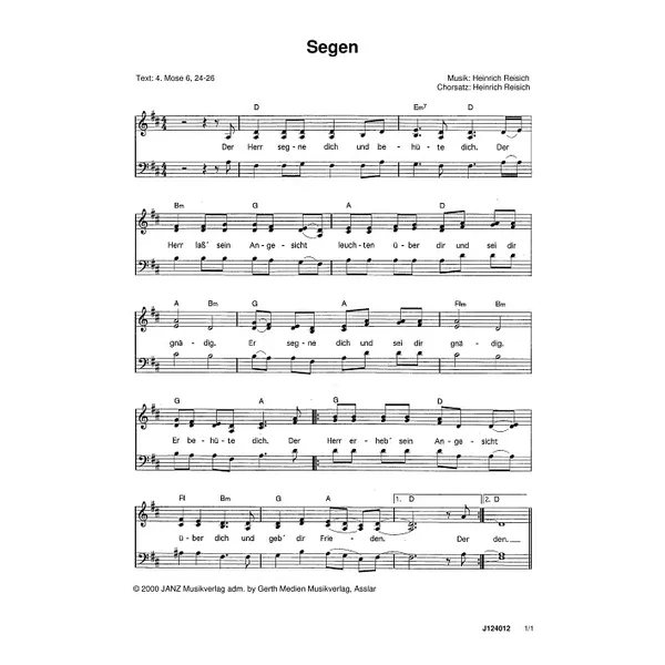 Produktbild des Artikels Segen (Noten - Download)