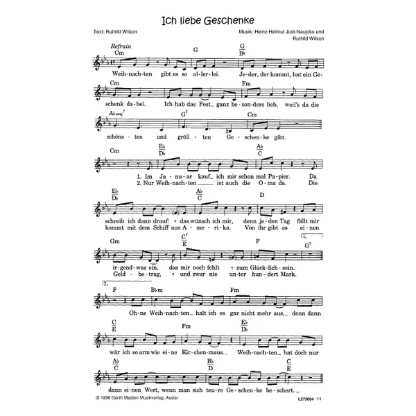 Produktbild des Artikels Ich liebe Geschenke (Noten - Download)