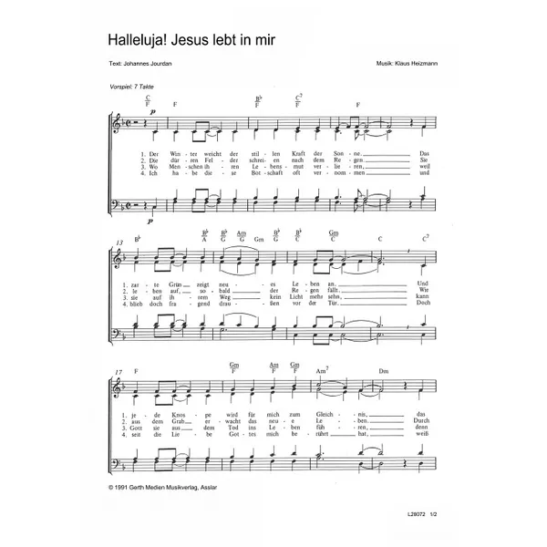 Produktbild des Artikels Halleluja! Jesus lebt in mir (Noten - Download)