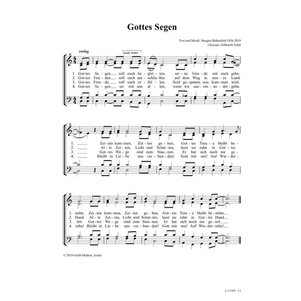 Produktbild des Artikels Gottes Segen (Noten - Download)