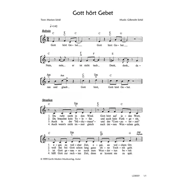 Produktbild des Artikels Gott hört Gebet (Noten - Download)
