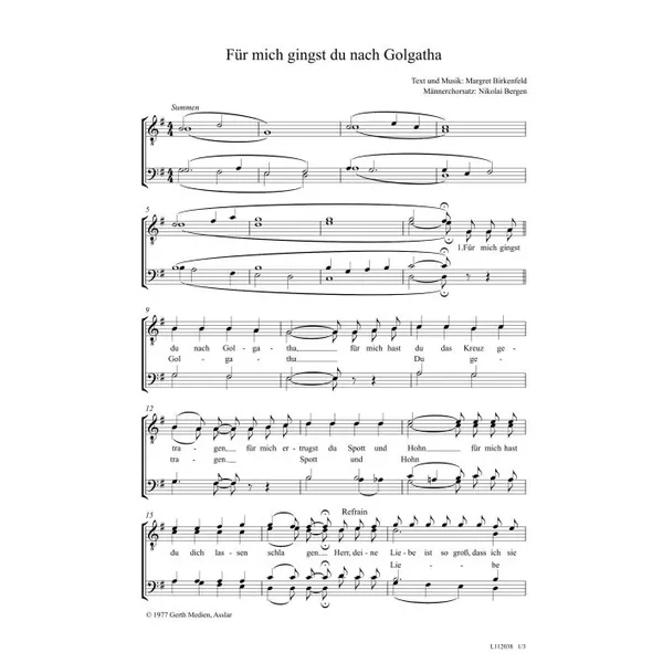 Produktbild des Artikels Für mich gingst du nach Golgatha (Noten - Download)