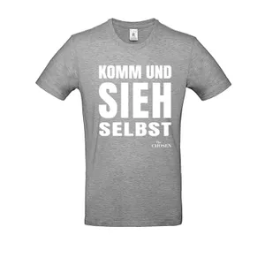 Produktbild des Artikels T-Shirt "Komm und sieh selbst" - hellgrau (Kleidung)