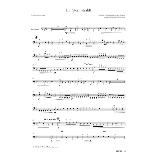 Produktbild des Artikels Ein Stern strahlt (Kontrabass) (Noten - Download)