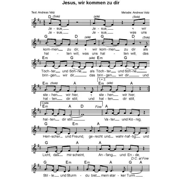 Produktbild des Artikels Jesus wir kommen zu dir (Noten - Download)