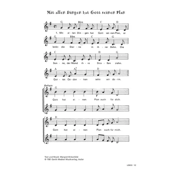 Produktbild des Artikels Mit allen Dingen hat Gott seinen Plan (Noten - Download)