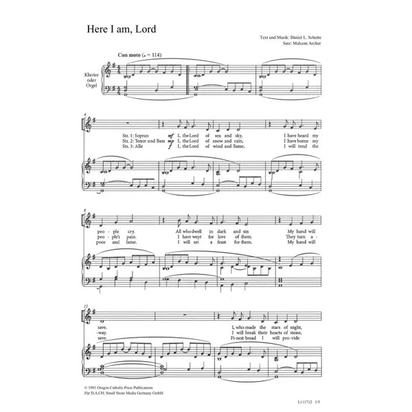 Produktbild des Artikels Here I Am, Lord (Noten - Download)