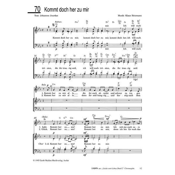 Produktbild des Artikels Kommt doch her zu mir (Noten - Download)