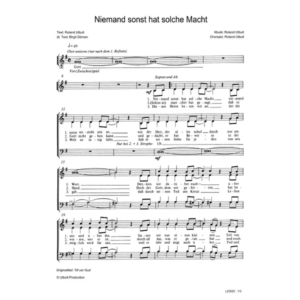 Produktbild des Artikels Niemand sonst hat solche Macht (Noten - Download)