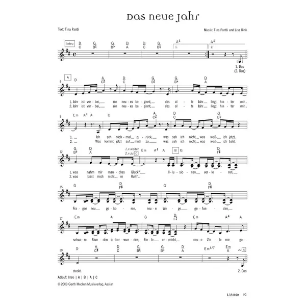 Produktbild des Artikels Das neue Jahr (Noten - Download)