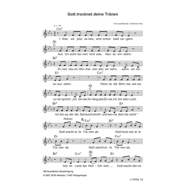 Produktbild des Artikels Gott trocknet deine Tränen (Noten - Download)