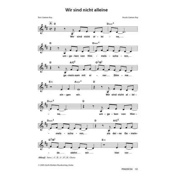 Produktbild des Artikels Wir sind nicht alleine (Noten - Download)