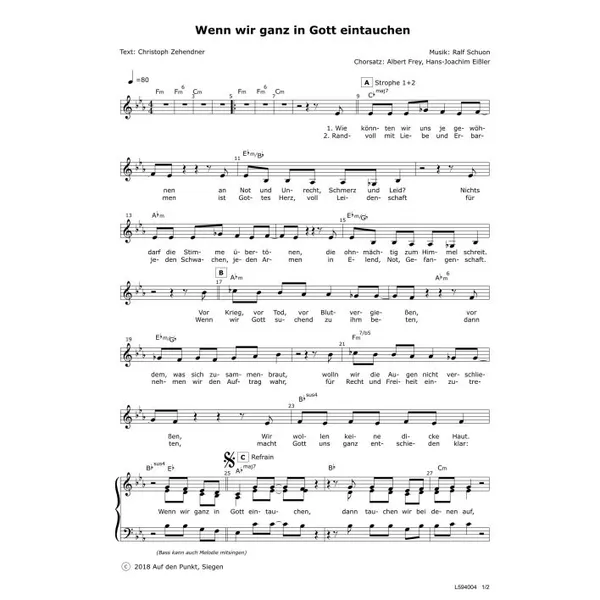 Produktbild des Artikels Wenn wir ganz in Gott eintauchen (Noten - Download)