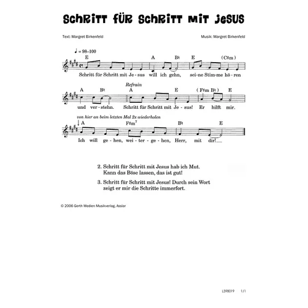 Produktbild des Artikels Schritt für Schritt mit Jesus (Noten - Download)