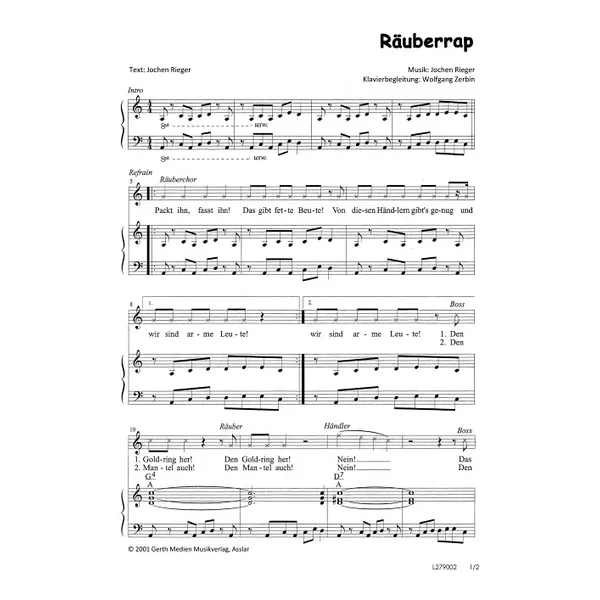 Produktbild des Artikels Räuberrap (Noten - Download)
