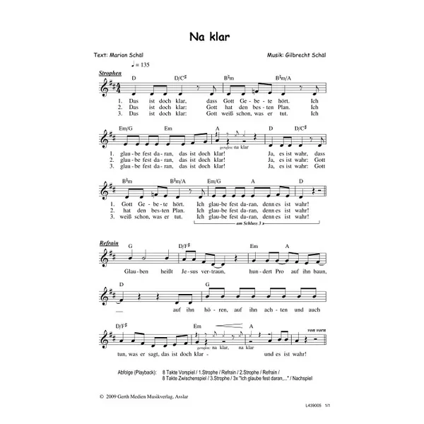 Produktbild des Artikels Na klar (Noten - Download)