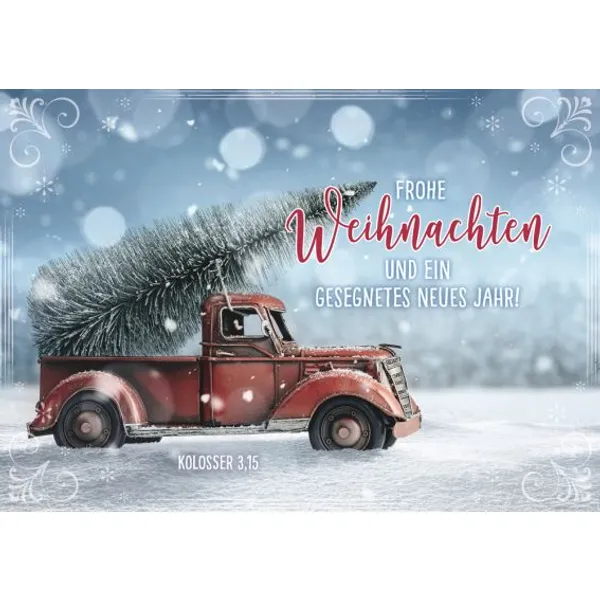 Produktbild des Artikels Faltkarte "Frohe Weihnachten - Pickup mit Tannenbaum" (Schreibwaren)