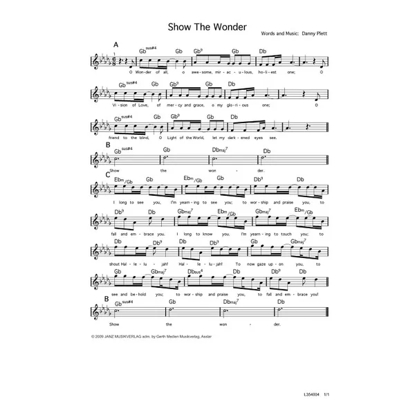 Produktbild des Artikels Show The Wonder (Noten - Download)