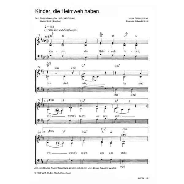 Produktbild des Artikels Kinder, die Heimweh haben (Noten - Download)