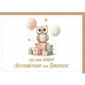 Produktbild des Artikels Faltkarte "Zum Geburtstag" - Eule (Schreibwaren)
