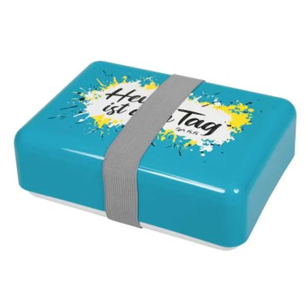 Produktbild des Artikels Brotdose mit Elastikband "Heute ist dein Tag" ()