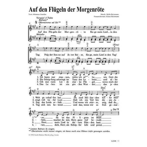 Produktbild des Artikels Auf den Flügeln der Morgenröte (Noten - Download)