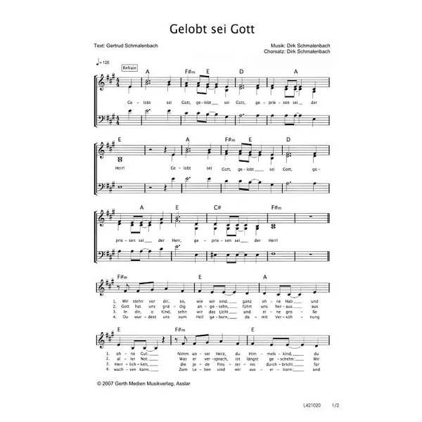 Produktbild des Artikels Gelobt sei Gott (Noten - Download)