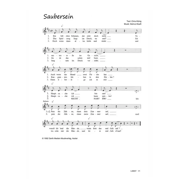 Produktbild des Artikels Saubersein (Noten - Download)