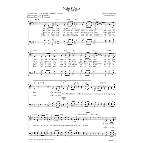 Produktbild des Artikels Mein Zuhaus (Noten - Download)