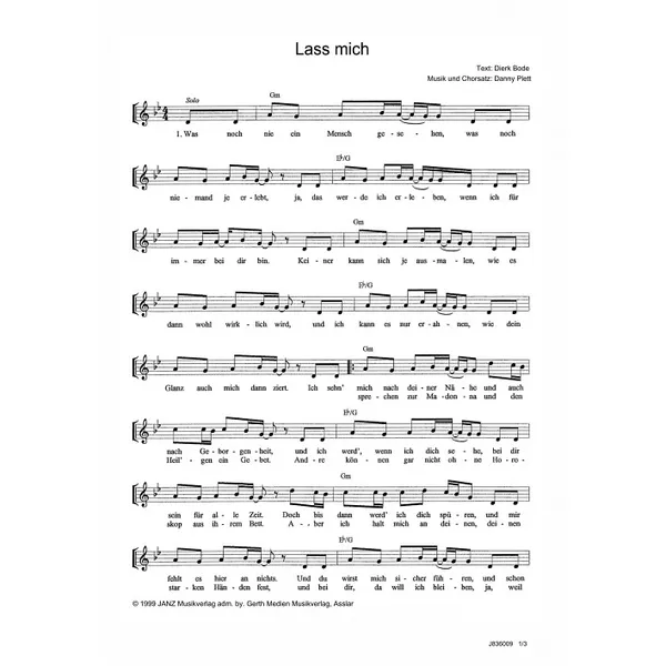 Produktbild des Artikels Lass mich (Noten - Download)