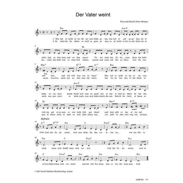 Produktbild des Artikels Der Vater weint (Noten - Download)