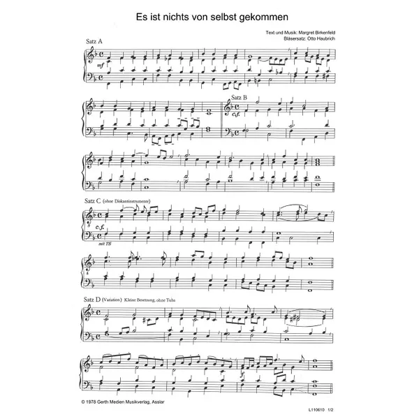 Produktbild des Artikels Es ist nichts von selbst gekommen (Noten - Download)