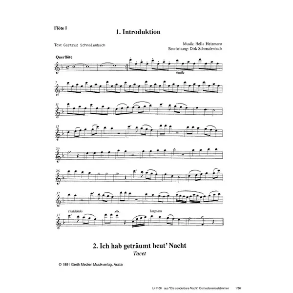 Produktbild des Artikels Die sonderbare Nacht (Orchestereinzelstimmen) (Noten - Download)