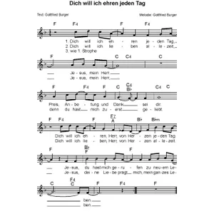 Produktbild des Artikels Dich will ich ehren jeden Tag (Noten - Download)