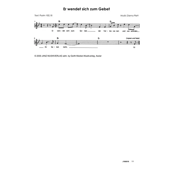 Produktbild des Artikels Er wendet sich zum Gebet (Noten - Download)