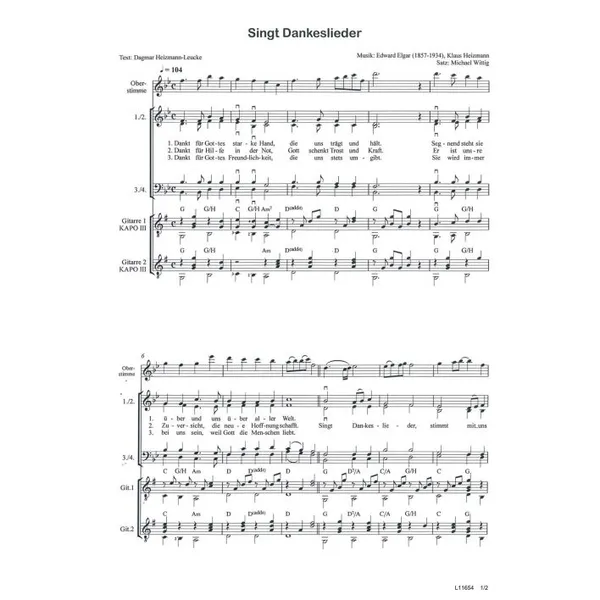 Produktbild des Artikels Singt Dankeslieder (Noten - Download)