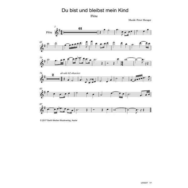Produktbild des Artikels Du bist und bleibst mein Kind (Flöte) (Noten - Download)