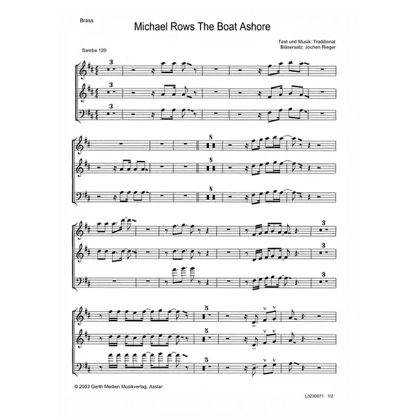 Produktbild des Artikels Michael Rows The Boat Ashore (Noten - Download)
