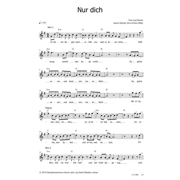 Produktbild des Artikels Nur dich (Noten - Download)