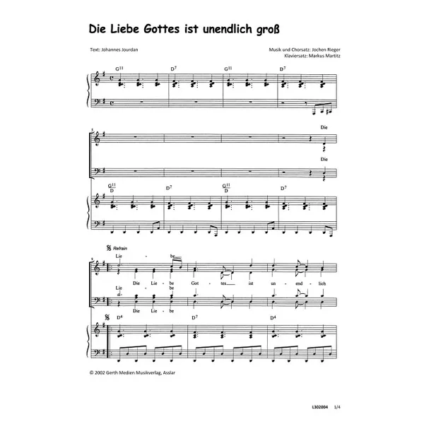 Produktbild des Artikels Die Liebe Gottes ist unendlich groß (Noten - Download)