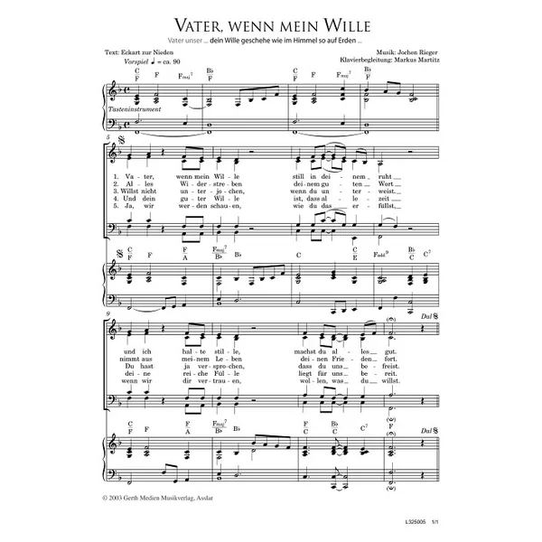 Produktbild des Artikels Vater, wenn mein Wille (Noten - Download)