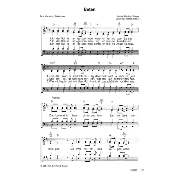Produktbild des Artikels Beten (Noten - Download)