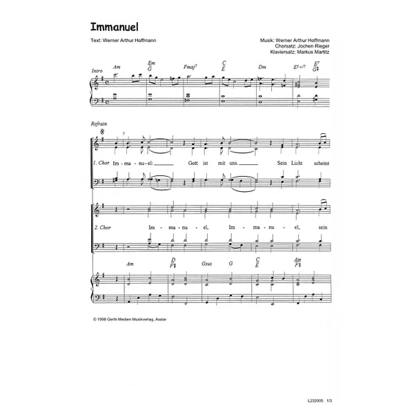 Produktbild des Artikels Immanuel (Noten - Download)