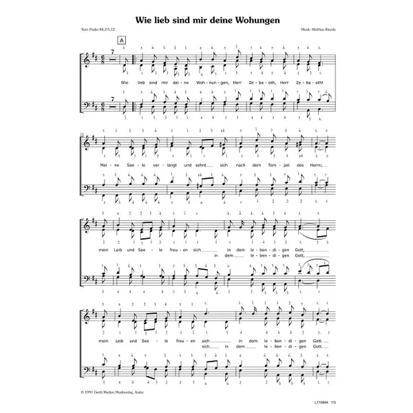 Produktbild des Artikels Wie lieb sind mir deine Wohnungen (Noten - Download)