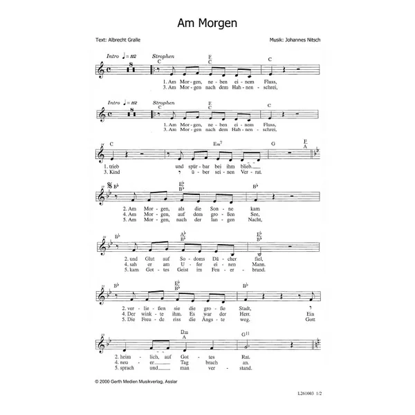 Produktbild des Artikels Am Morgen (Noten - Download)